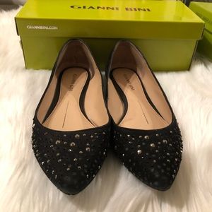 Gianni Bini Black Flats with Diamonds/Stones